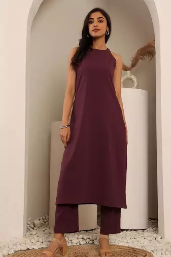 Women Regular Silk Crepe Kurta with Trousers