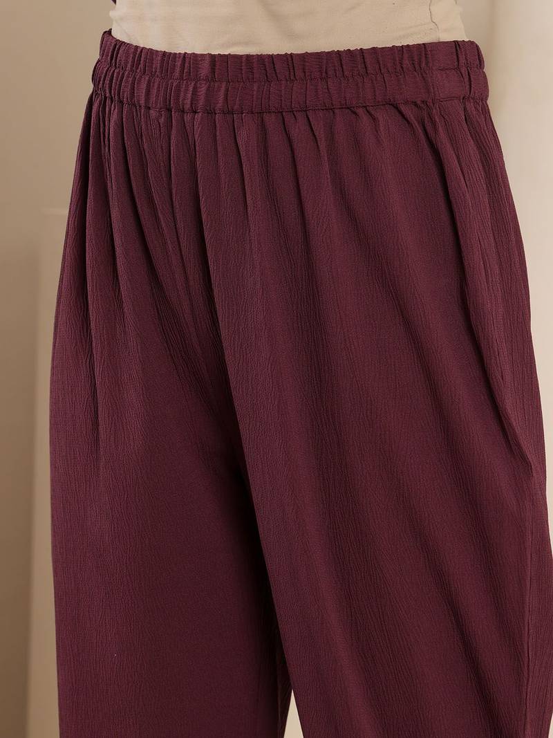 Women Regular Silk Crepe Kurta with Trousers