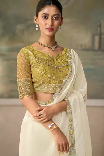 Silver luxurious party wear saree