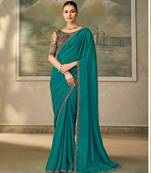 Teal luxurious party wear saree