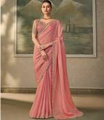 Peach luxurious party wear saree