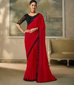 Red luxurious party wear saree