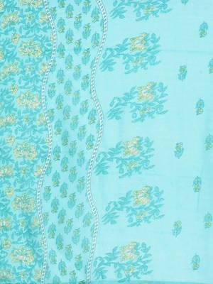 Floral Printed Mirror Work Pure Cotton Kurta with Trousers & Dupatta 5