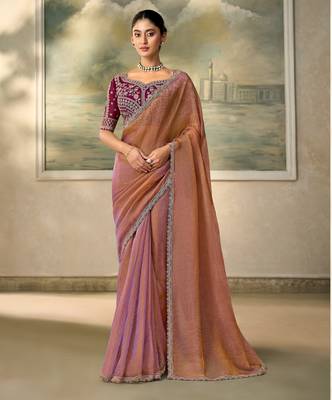 Mauve luxurious party wear saree 1