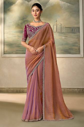 Mauve luxurious party wear saree