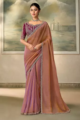 Mauve luxurious party wear saree
