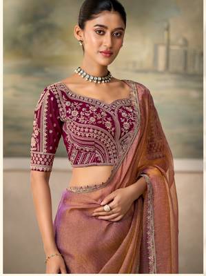 Mauve luxurious party wear saree 2