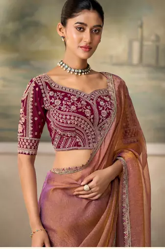 Mauve luxurious party wear saree