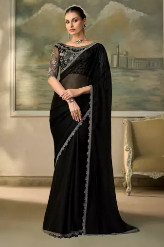 Black luxurious party wear saree