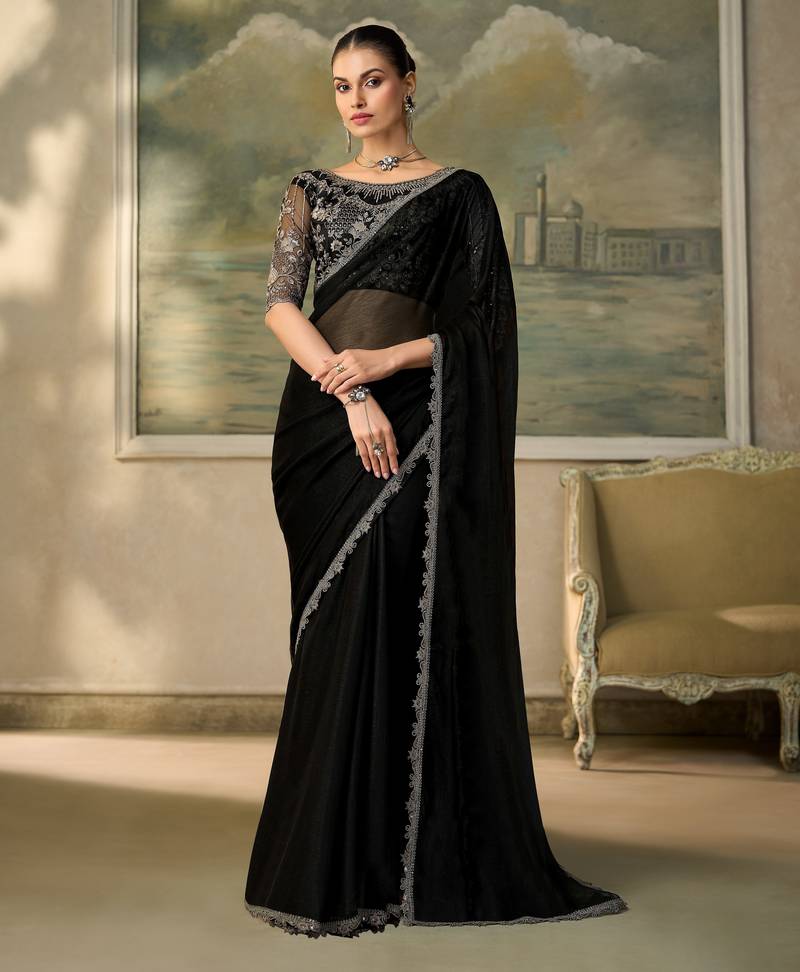 Black luxurious party wear saree