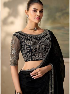 Black luxurious party wear saree 2