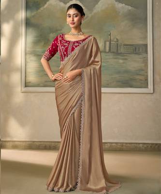Golden luxurious party wear saree 1
