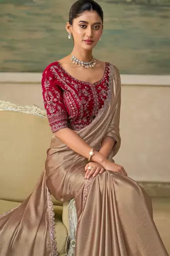 Golden luxurious party wear saree
