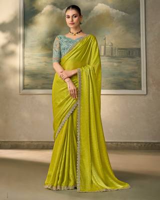 Green luxurious party wear saree 1