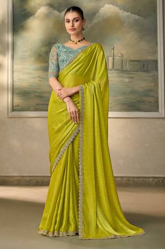 Green luxurious party wear saree