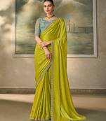 Green luxurious party wear saree