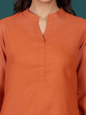 Mandarin Collar Pure Cotton Straight Kurti With Palazzo 3