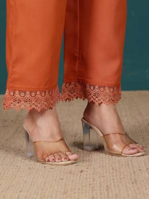 Mandarin Collar Pure Cotton Straight Kurti With Palazzo 5