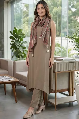 Women Regular Kurta with Trousers & With Dupatta
