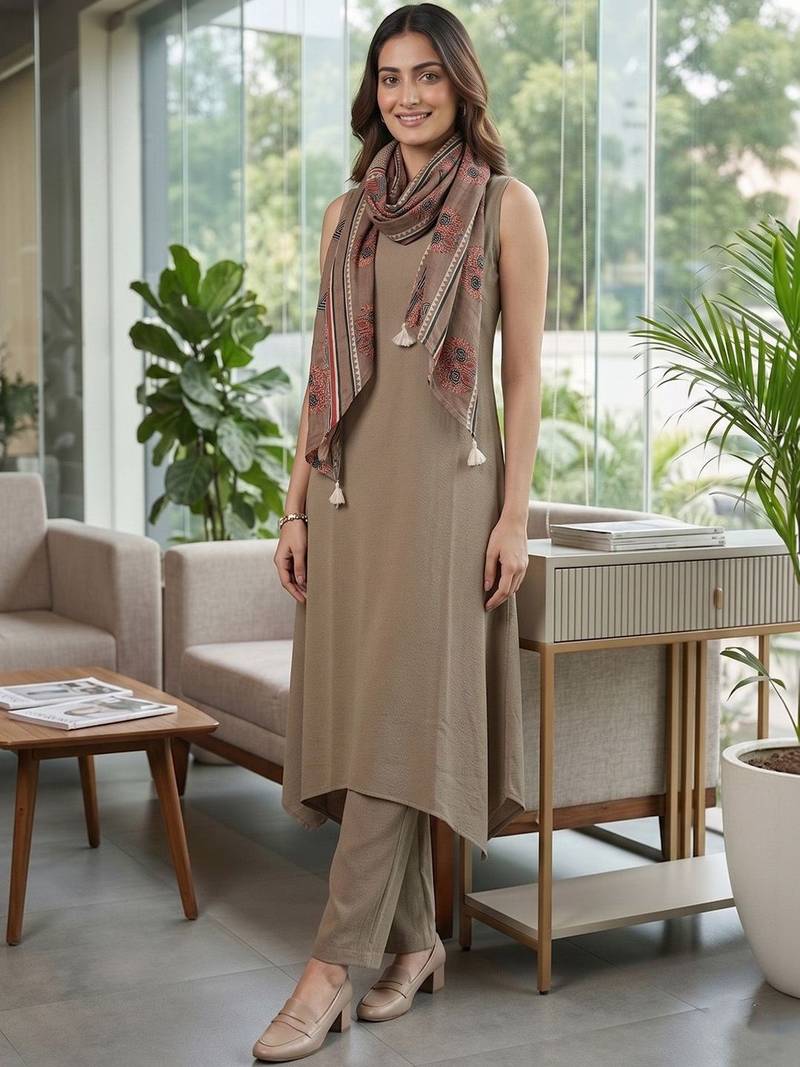 Women Regular Kurta with Trousers & With Dupatta