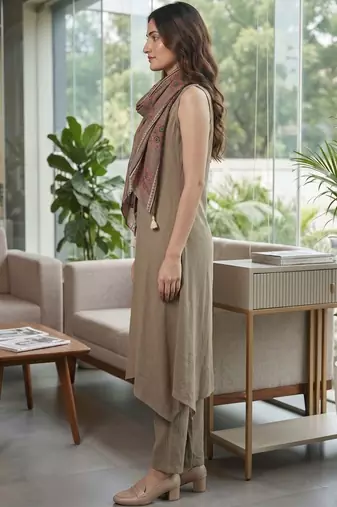 Women Regular Kurta with Trousers & With Dupatta