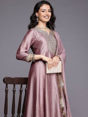 Ethnic Motifs Embroidered Zari Pleated Kurta With Trousers & Dupatta 1