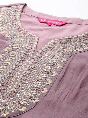 Ethnic Motifs Embroidered Zari Pleated Kurta With Trousers & Dupatta 2