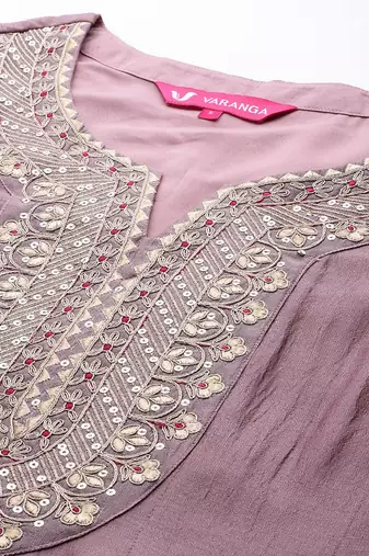 Ethnic Motifs Embroidered Zari Pleated Kurta With Trousers & Dupatta