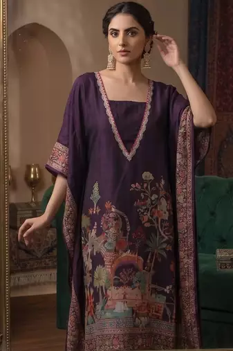 Women Ethnic Motifs Printed Regular Thread Work Kurta with Trousers