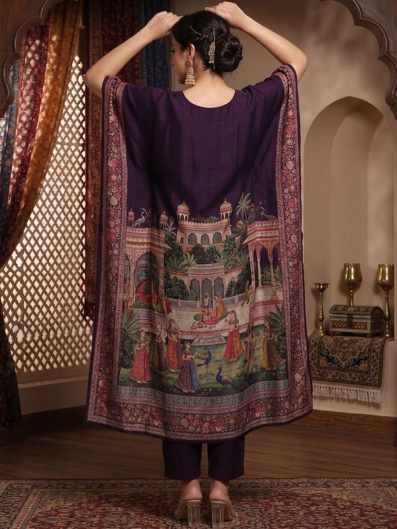 Women Ethnic Motifs Printed Regular Thread Work Kurta with Trousers
