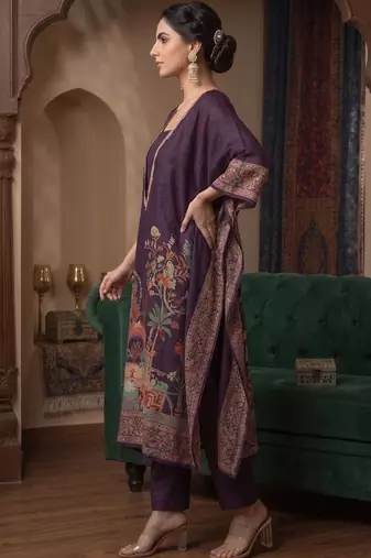 Women Ethnic Motifs Printed Regular Thread Work Kurta with Trousers