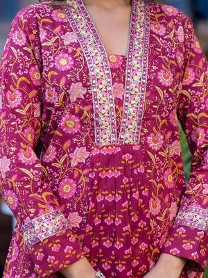 Ethnic Motifs Printed Mirror Work Pure Cotton Kurta with Trousers & Dupatta 2