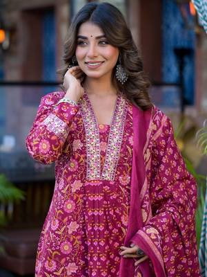 Ethnic Motifs Printed Mirror Work Pure Cotton Kurta with Trousers & Dupatta 7
