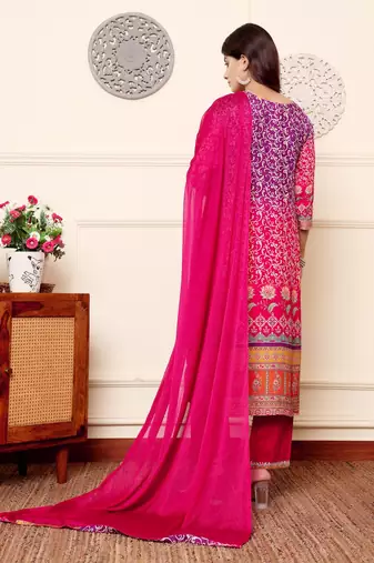 Women Floral Embroidered Regular Gotta Patti Kurta with Trousers & Dupatta