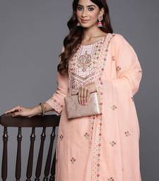 Floral Embroidered Sequinned Pure Cotton Kurta with Trousers & Dupatta