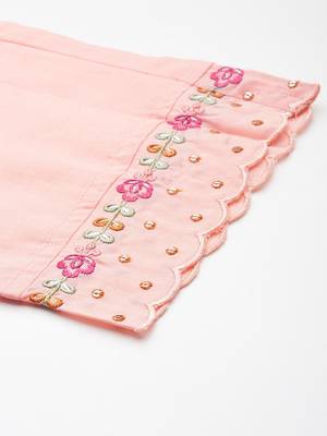 Floral Embroidered Sequinned Pure Cotton Kurta with Trousers & Dupatta 9