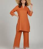 Women Regular Thread Work Pure Cotton Kurta with Palazzos