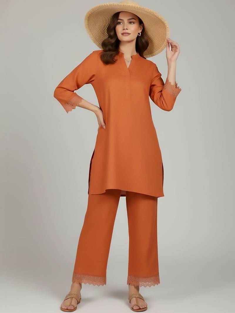 Women Regular Thread Work Pure Cotton Kurta with Palazzos