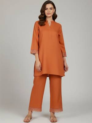 Women Regular Thread Work Pure Cotton Kurta with Palazzos 2