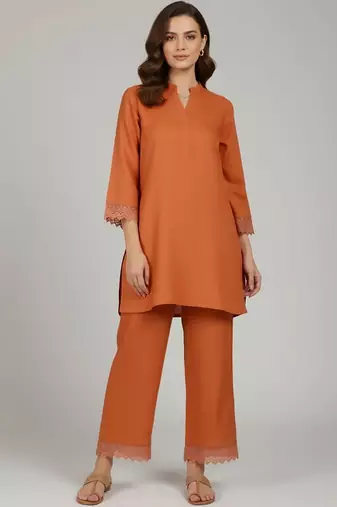 Women Regular Thread Work Pure Cotton Kurta with Palazzos