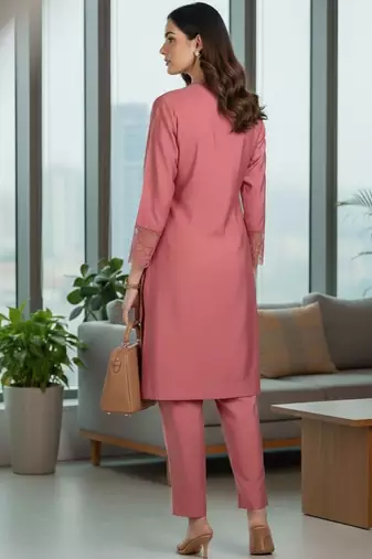 Women Embroidered Regular Thread Work Kurta with Trousers