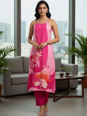Women Floral Printed Regular Kurta with Trousers 2