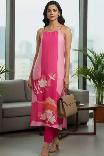 Women Floral Printed Regular Kurta with Trousers