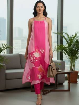 Women Floral Printed Regular Kurta with Trousers 4