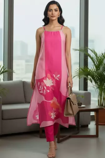 Women Floral Printed Regular Kurta with Trousers