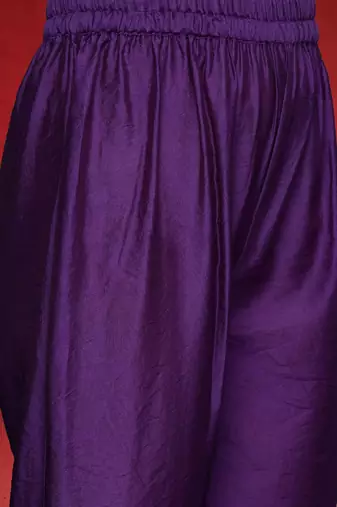 Floral Yoke Design Chanderi Silk Zari Straight Kurta With Trousers & Dupatta