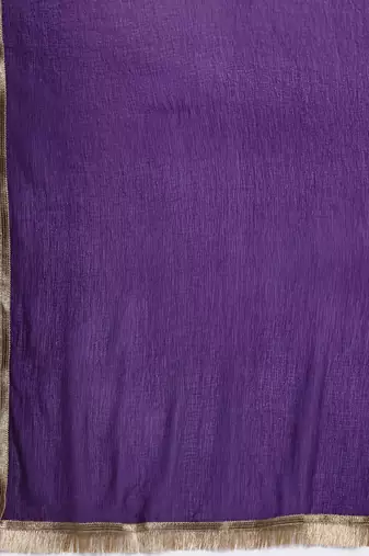 Floral Yoke Design Chanderi Silk Zari Straight Kurta With Trousers & Dupatta