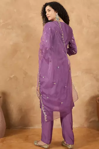 Women Ethnic Motifs Embroidered Kurta with Trouser & Dupatta