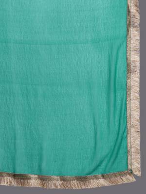 Floral Yoke Design Sequinned Kurta With Trousers & Dupatta 4