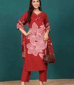 Women Ethnic Motifs Printed Regular Thread Work Kurta with Trousers & With Dupatta